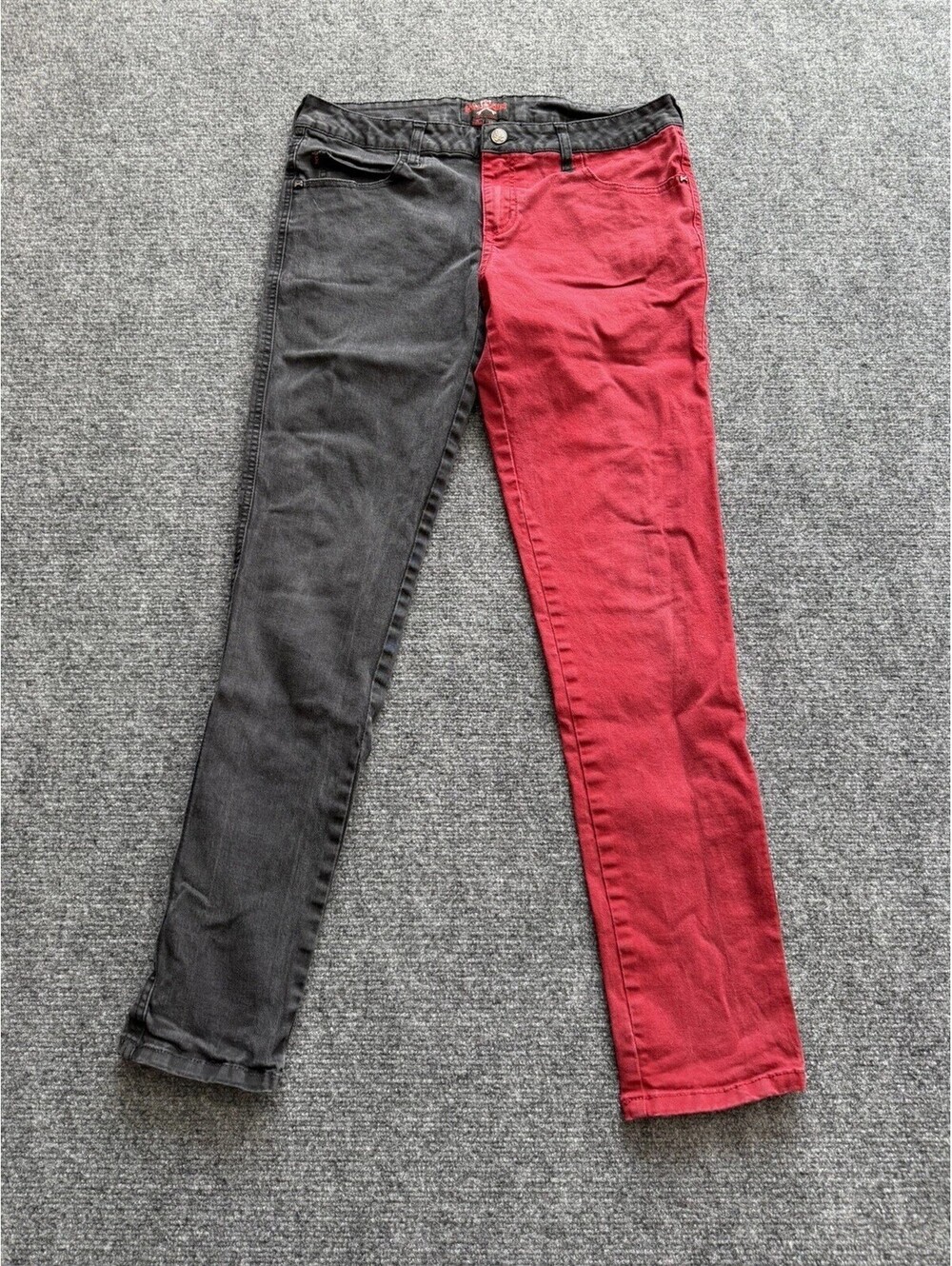 Royal Bones Daang Goodman Jeans Women’s 13 Red Black Color Split Goth Grunge Emo